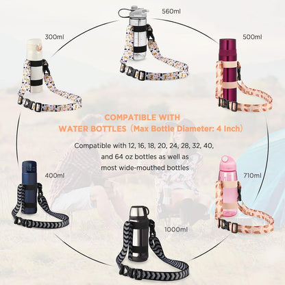 Correa Ajustable con Mosquetón para Botellas 12-40oz - Negro
