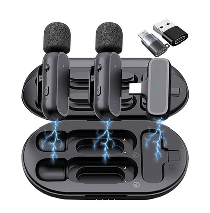 Micrófonos Lavalier Inalámbricos Profesionales – USB-C & Lightning – Pack x2