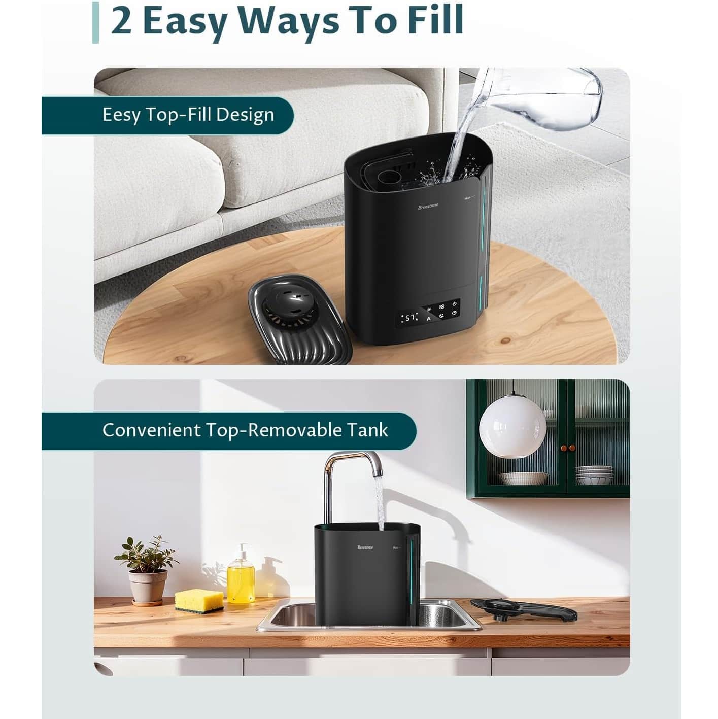 Humidificador Ultrasónico 6L Inteligente LED – Difusor Aromaterapia Negro