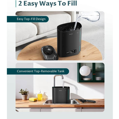 Humidificador Ultrasónico 6L Inteligente LED – Difusor Aromaterapia Negro