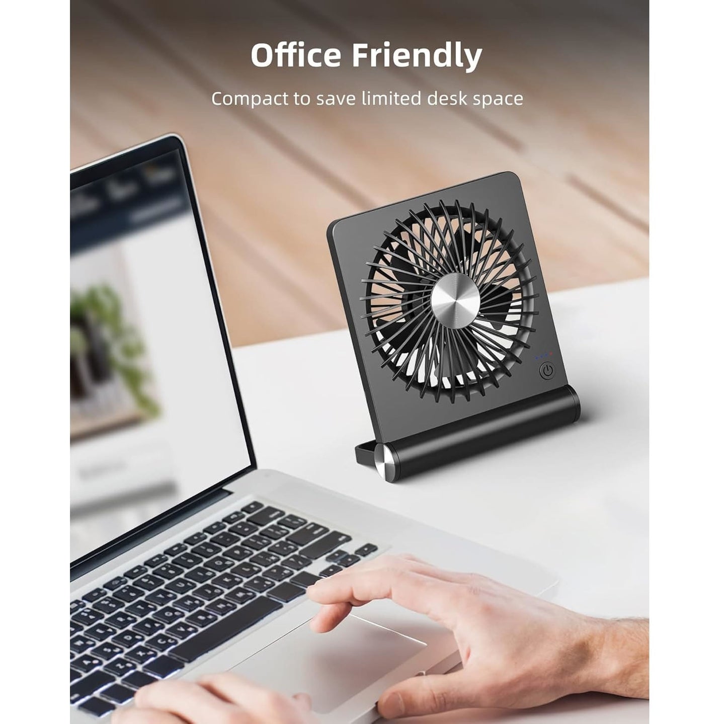 Ventilador Portátil USB Recargable – 3 Velocidades Silencioso
