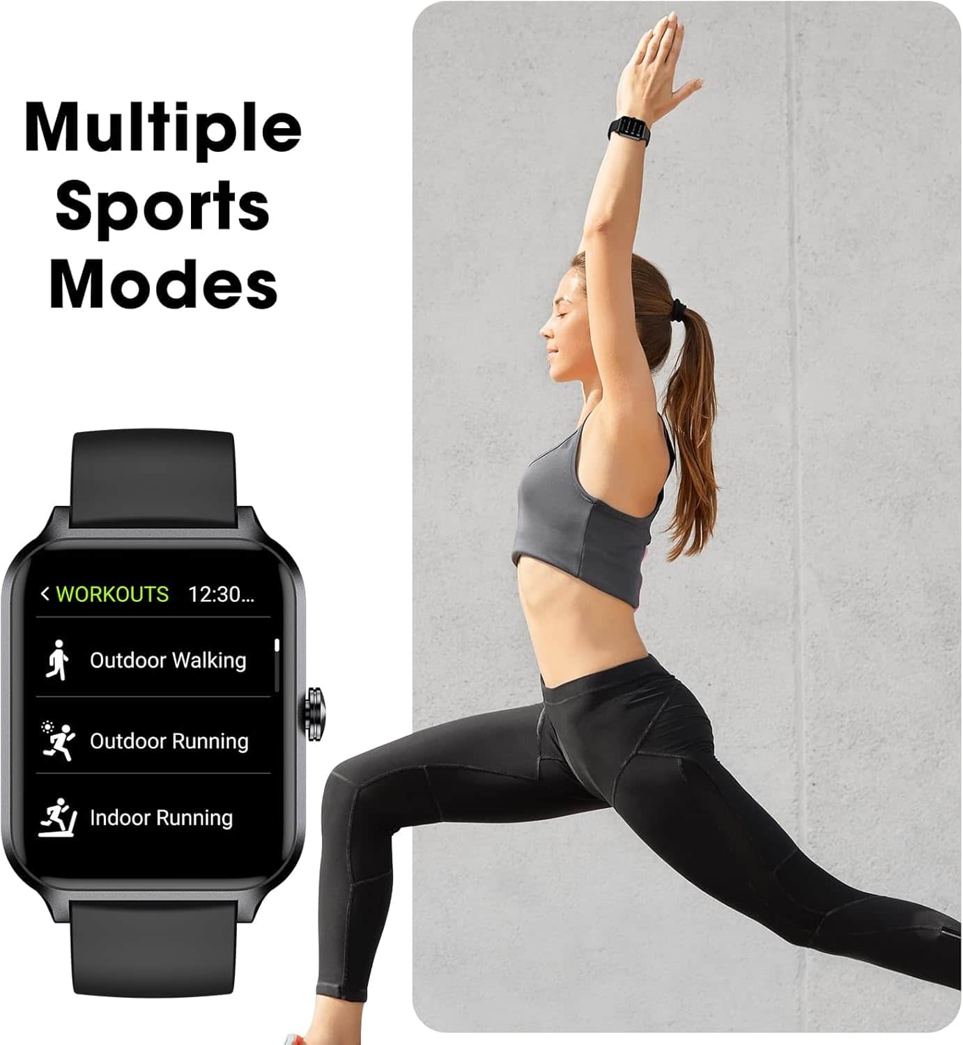 Smartwatch Pautios 1.8” IP68 con Monitoreo de Salud y Actividad Negro