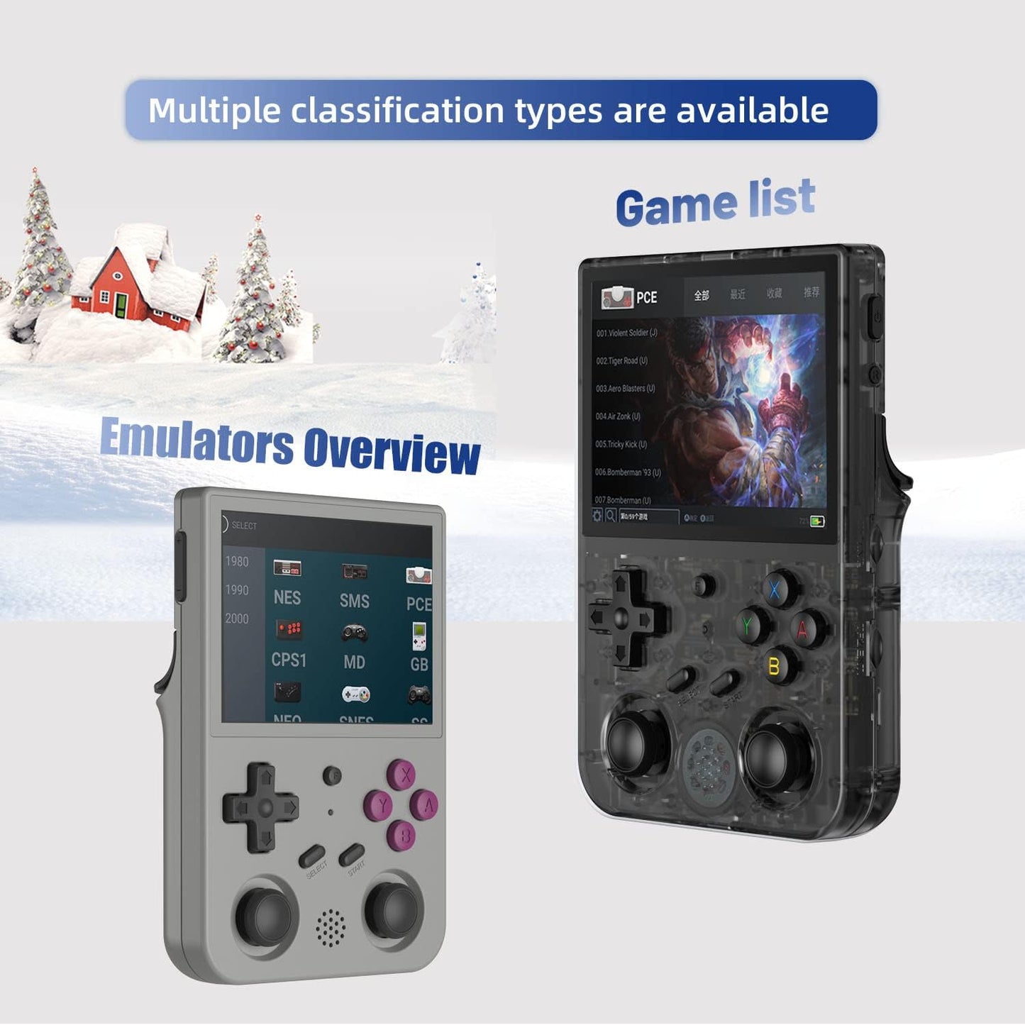 Consola Retro ANBERNIC RG353V HD con 4452 Juegos y Dual OS Negro Transparente