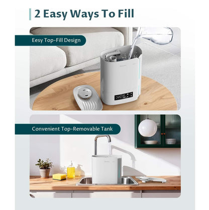 Humidificador Ultrasónico 6L Inteligente – Difusor Aromaterapia y LED - Blanco