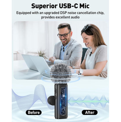 Micrófonos Lavalier Wireless PRO – USB-C, Reducción de Ruido – Pack x2