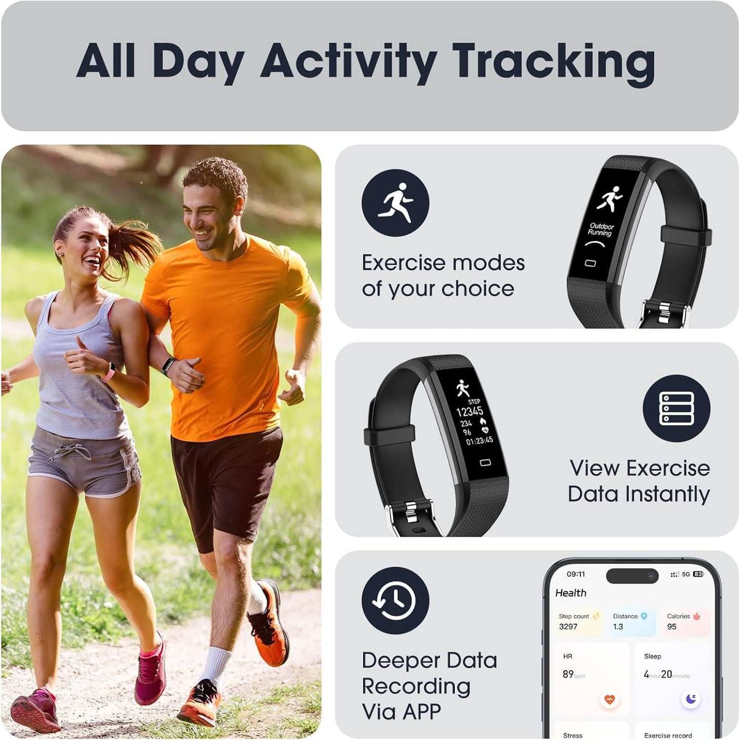 Smartwatch Fitness  Kummel con Tracker de Actividad y Monitoreo de Salud Negro