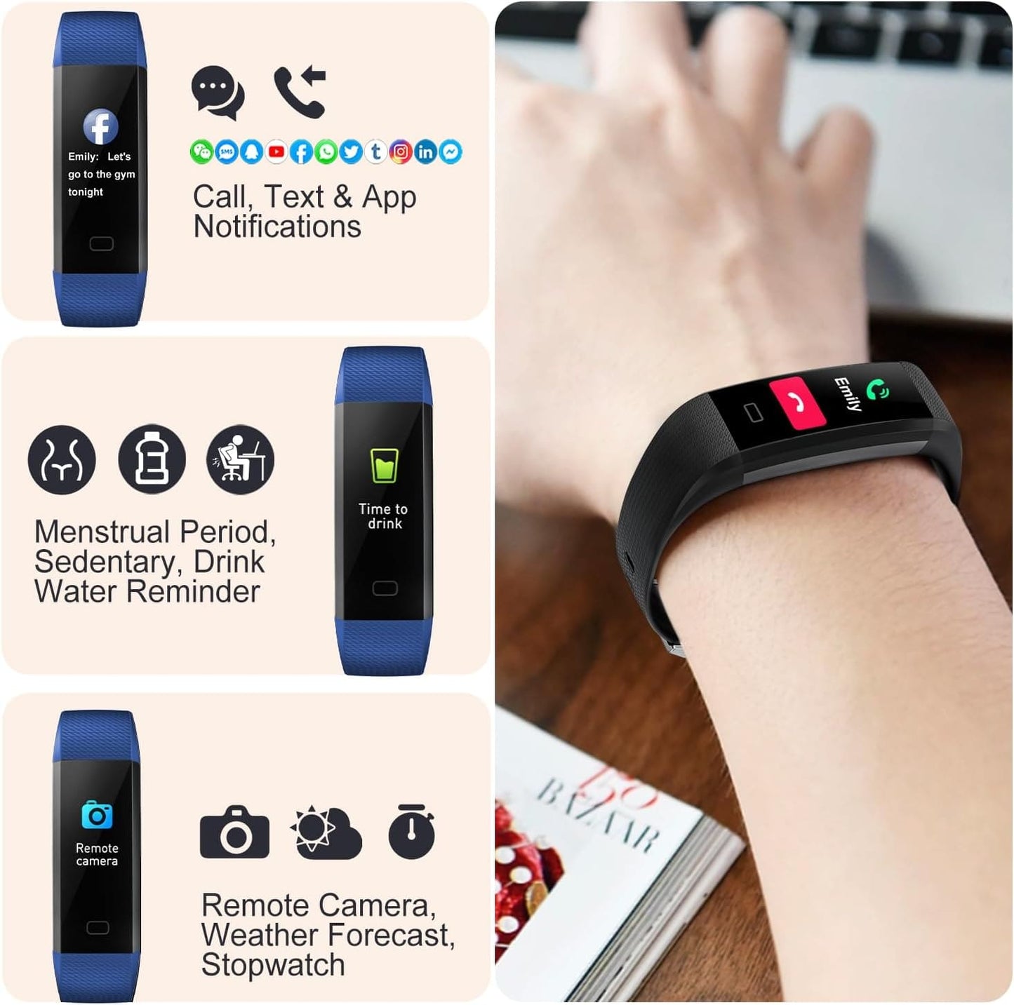 Smartwatch Fitness ENGERWALL S5 con 16 Modos Deportivos y Monitor de Salud Negro
