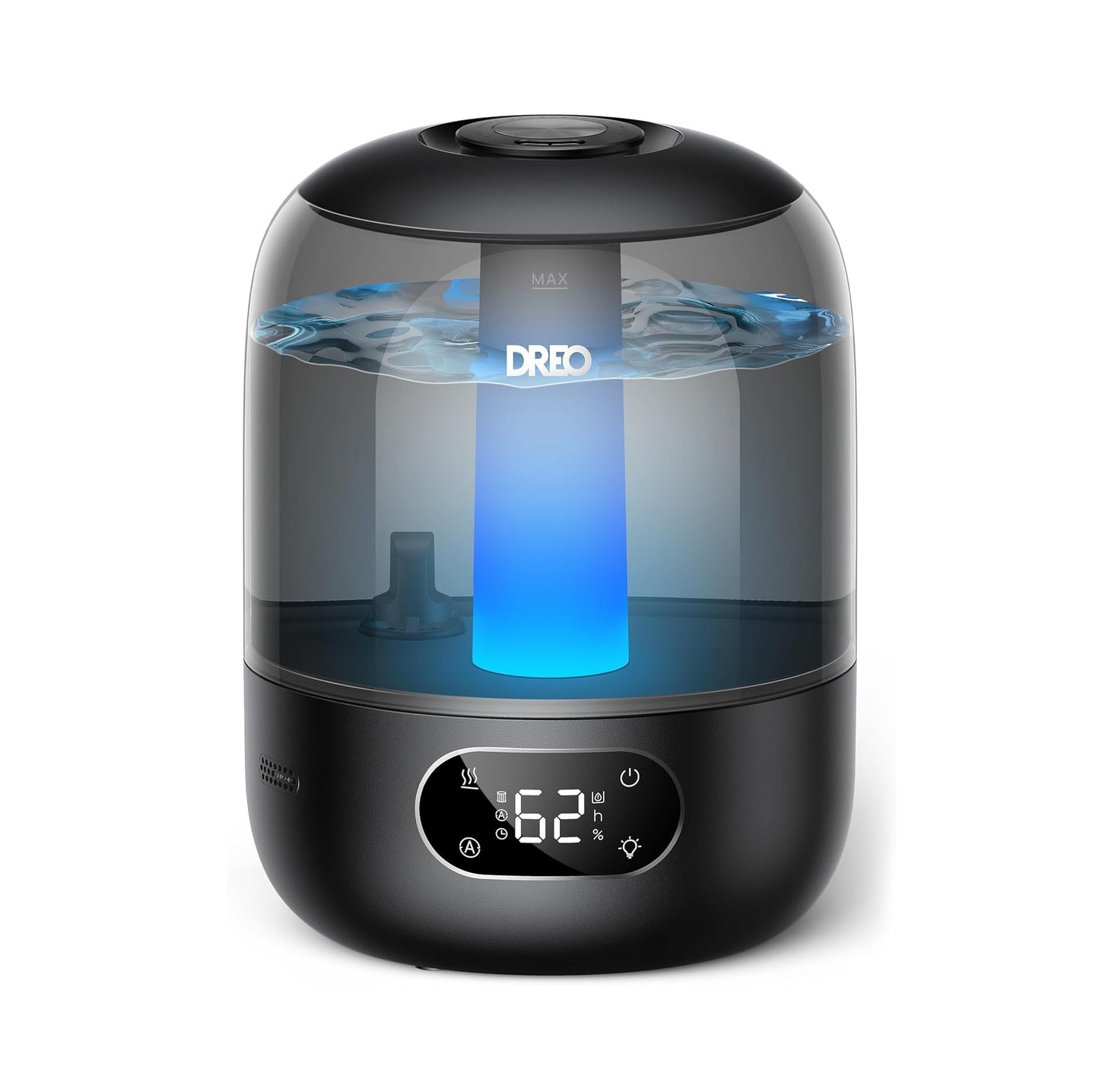 Humidificador Ultrasónico Inteligente - 3 Litros – Niebla Fría - Pantalla Led – Hogar, Oficina y más – Habitaciones grandes - Silencioso - Aromaterapia, Difusor de aceites esenciales - Boquilla 360° - Sensor de humedad - Negro
