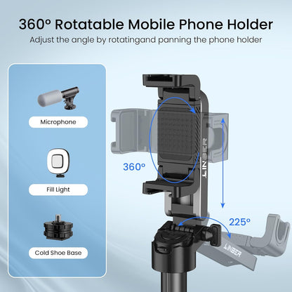 Selfie Stick 3 en 1 de Aluminio con Trípode y Control Bluetooth Negro