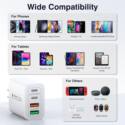 Cargador de Pared Inteligente Multi USB-C USB-A - hasta 40W – Carga 4 Dispositivos