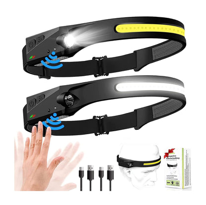 Linterna Frontal LED 230° Recargable con Sensor IPX4