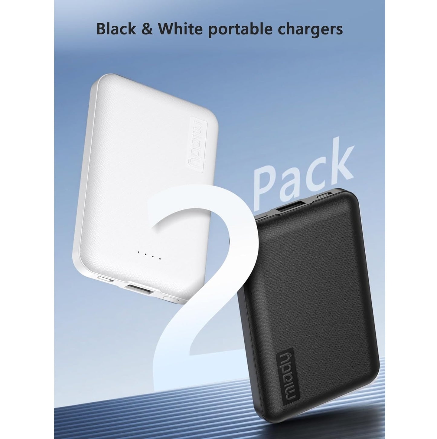 Mini Power Bank 5000mAh USB-C 12W iPhone Samsung Pack x2
