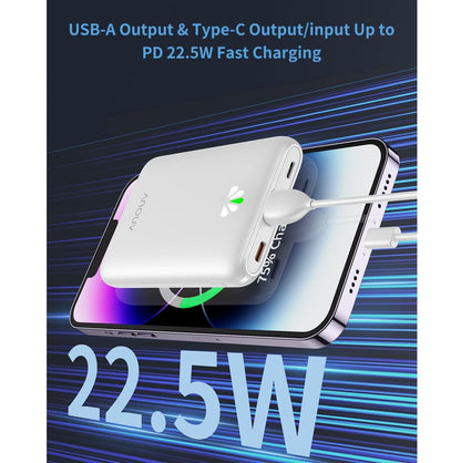 Mini Power Bank 10000mAh USB-C Carga Rápida Blanco Ultra Delgado
