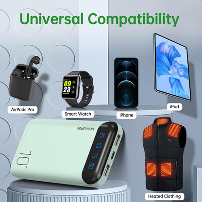 Power Bank 10000mAh USB-C Carga Rápida Protección Verde