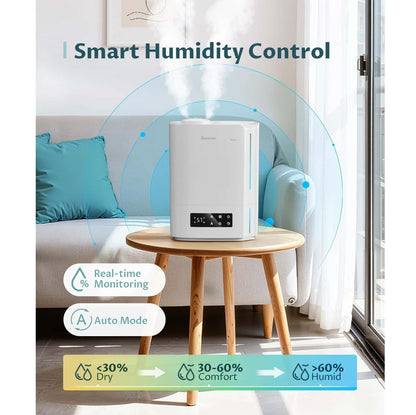 Humidificador Ultrasónico 6L Inteligente – Difusor Aromaterapia y LED - Blanco