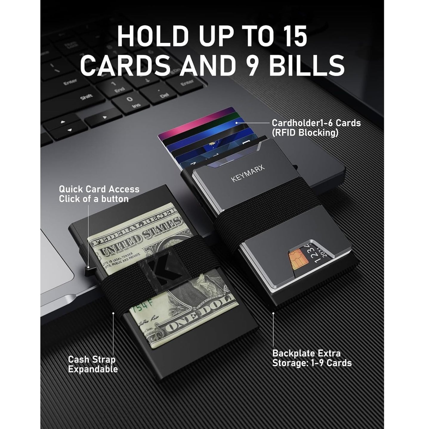 Billetera Anticlonación RFID para 15 Tarjetas Negra