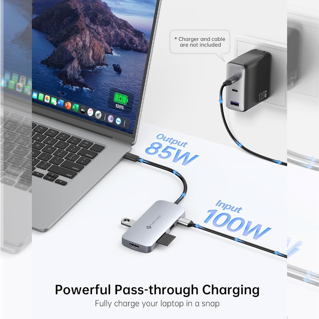 Hub USB-C 9 en 1 con HDMI 4K 60Hz y Carga PD 100W