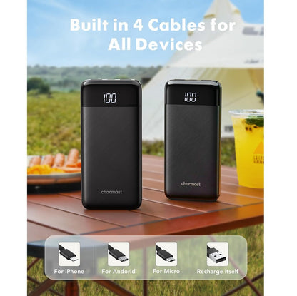 Power Bank 10000mAh 4 Cables Integrados USB-C Carga Rápida Blanco