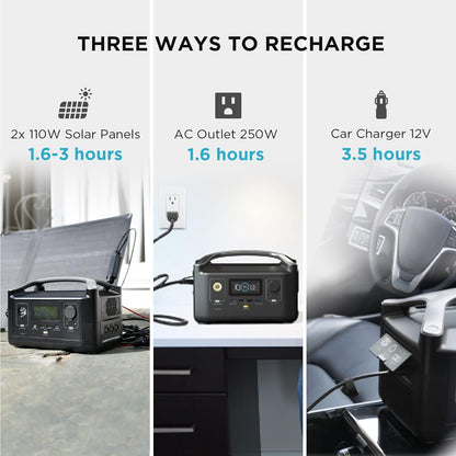 Estación de Energía Portátil - EF ECOFLOW RIVER - 288 Wh - 600 W a 1200W - Generador Solar