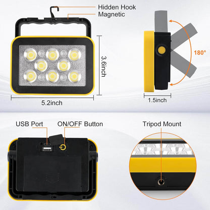 Reflector LED Portátil Recargable 900 LM Impermeable – 4 Modos