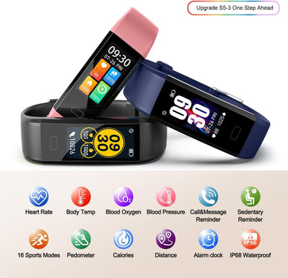 Smartwatch Fitness ENGERWALL S5 con 16 Modos Deportivos y Monitor de Salud Negro
