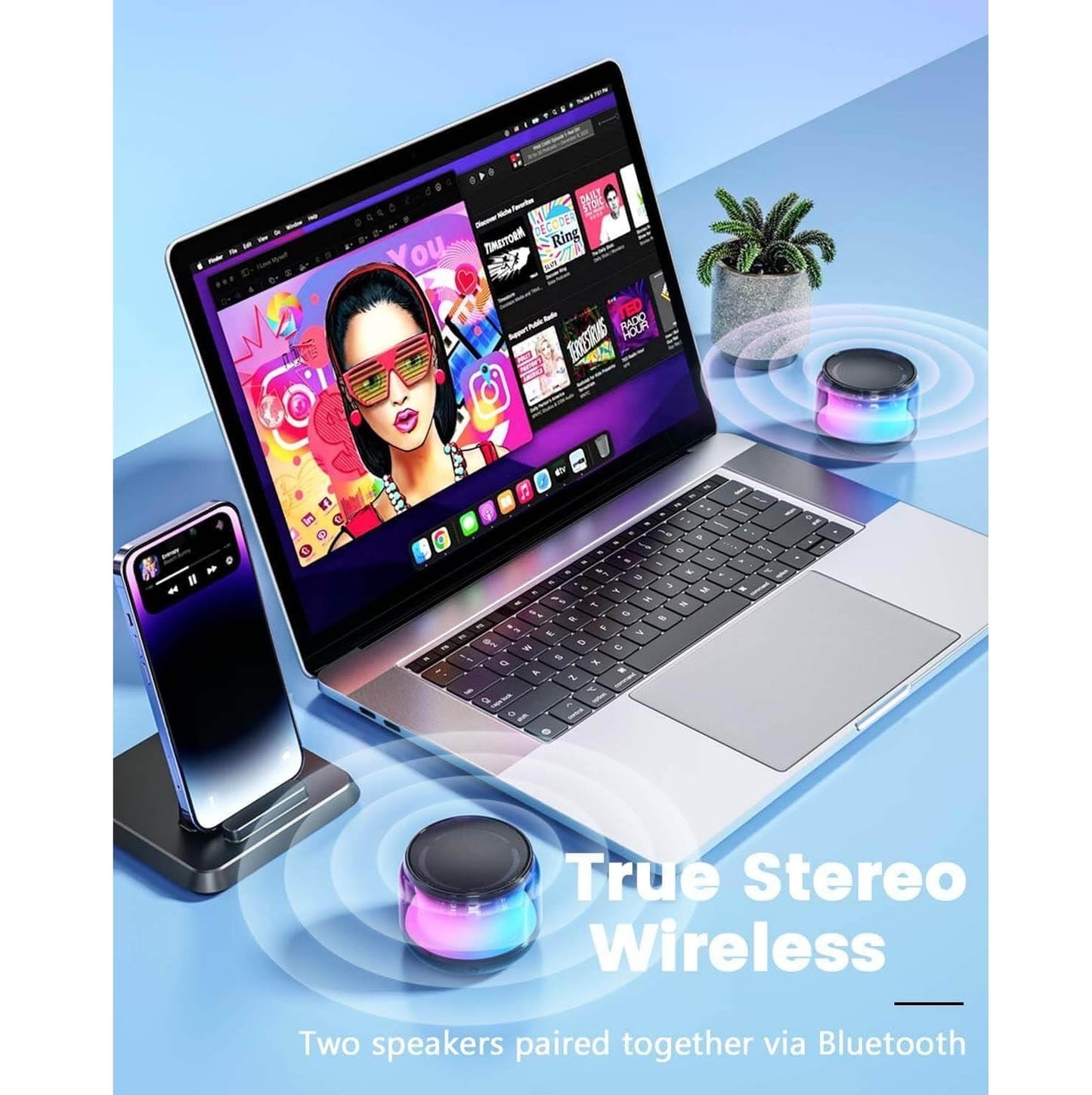 Parlante Bluetooth LENRUE A64 con Luces LED Portátil