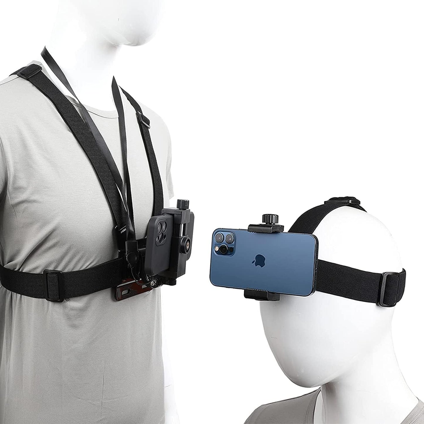 Kit PRO de Soportes para Pecho y Cabeza 9 Piezas para Cámaras de Acción Negro