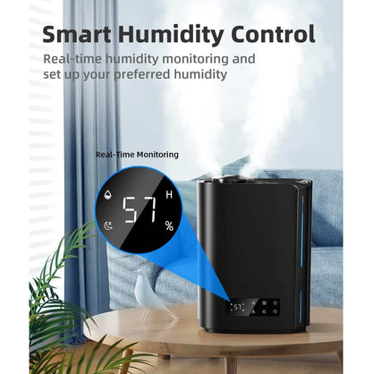 Humidificador Ultrasónico 6L Inteligente LED – Difusor Aromaterapia Negro