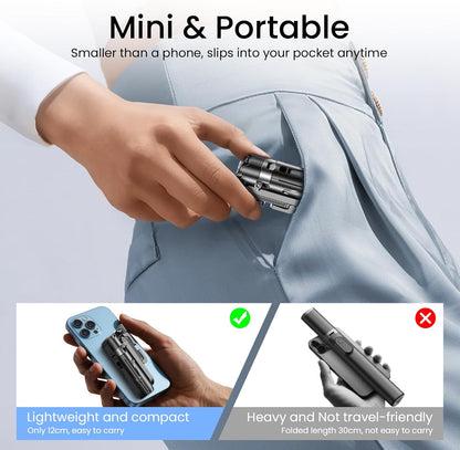 Selfie Stick 3 en 1 de Aluminio con Trípode y Control Bluetooth Negro