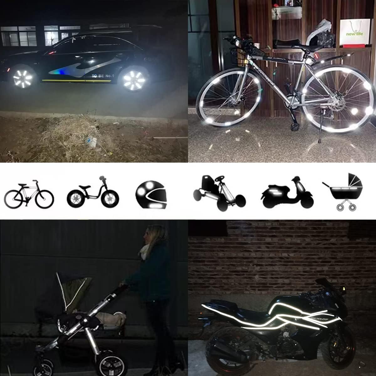 Calcomanías Reflectantes 42 Piezas – Impermeables, Multiforma, Ciclismo