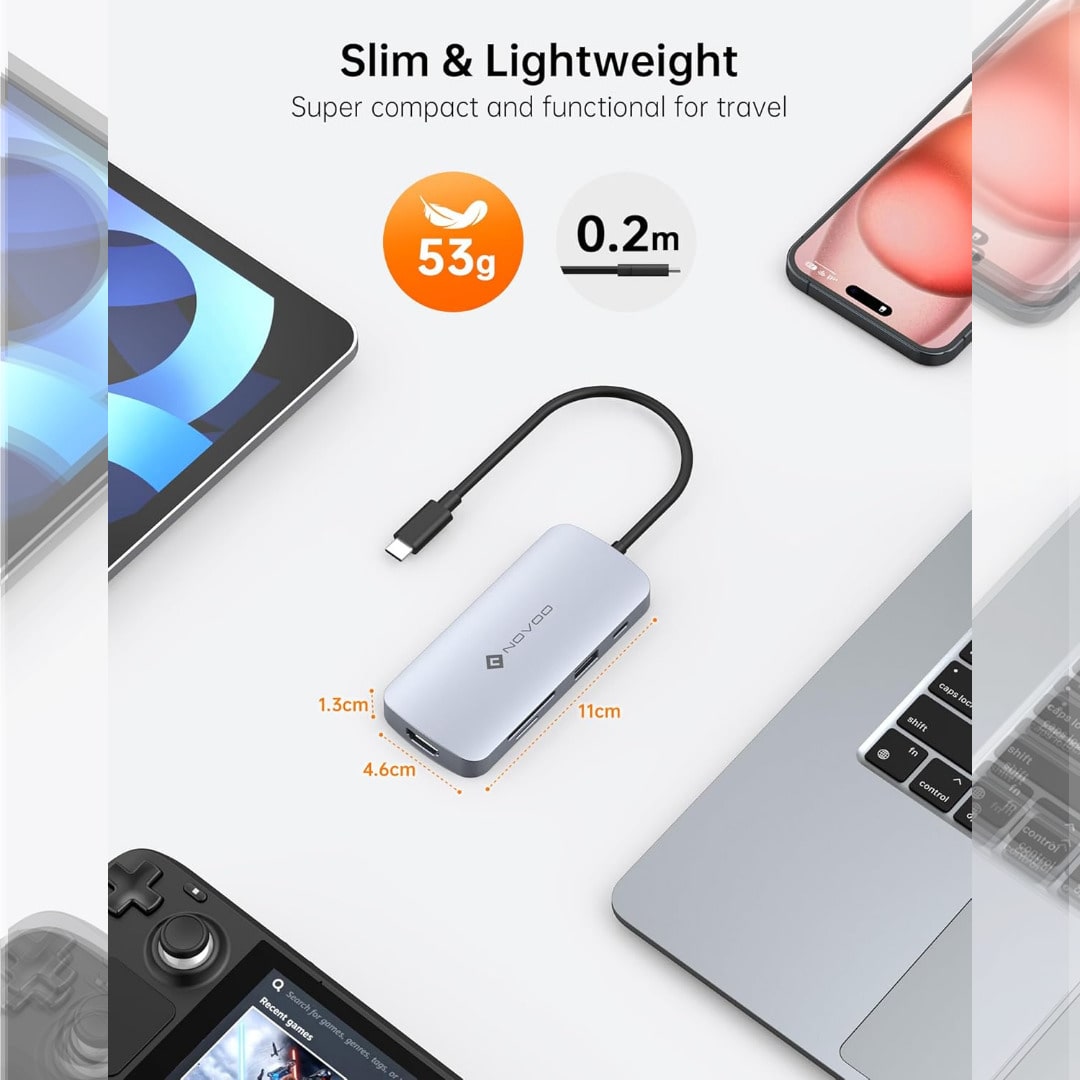 Hub USB-C 9 en 1 con HDMI 4K 60Hz y Carga PD 100W