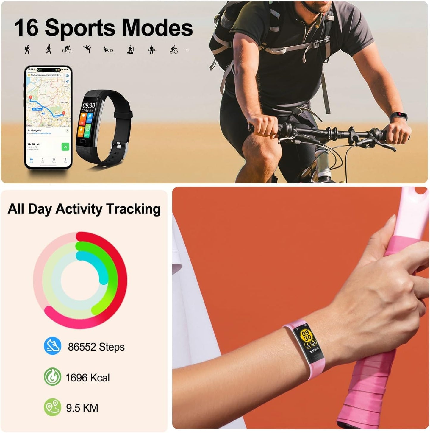 Smartwatch Fitness ENGERWALL S5 con 16 Modos Deportivos y Monitor de Salud Negro