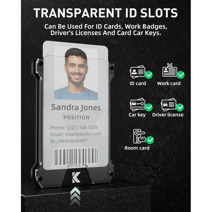 Billetera Inteligente RFID Aluminio 12 Tarjetas Transparente Compacta