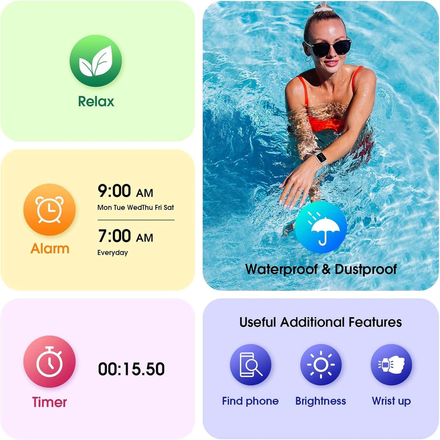 Smartwatch Fitness 1.65” con Monitoreo de Salud Bluetooth Plata