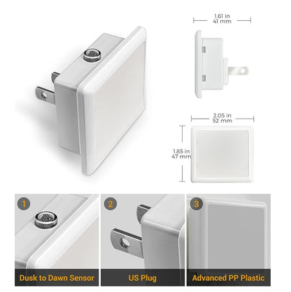 Luz LED Nocturna con Sensor de Luz Automático Pack x4