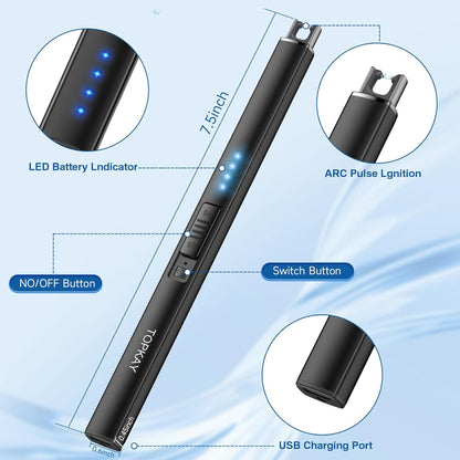 Encendedor Eléctrico USB de Plasma - Viento y Llama - Negro