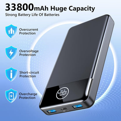 Power Bank 33800mAh Carga Rápida Pantalla Digital Portátil