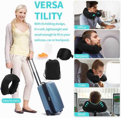 Almohada Inflable Viaje U Terciopelo Bomba Tapones y Máscara