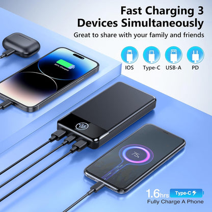 Power Bank 33800mAh Carga Rápida Pantalla Digital Portátil