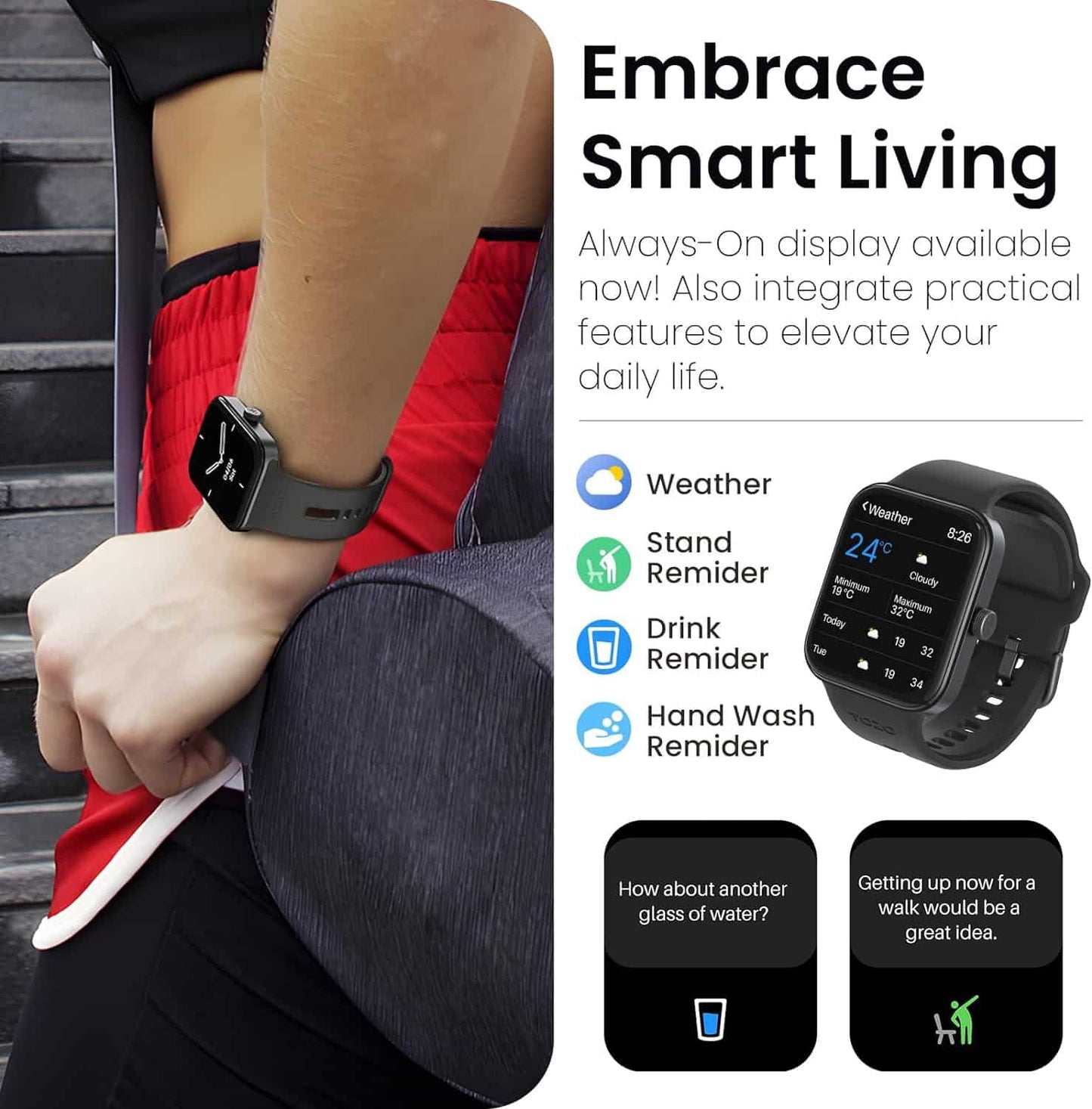Smartwatch AMOLED 1.78” TOZO S4 con Llamadas y Batería de Larga Duración Negro