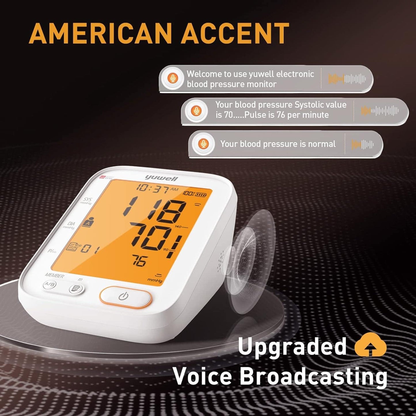 Monitor de Presión Arterial Profesional Yuwell YE680B – Voz Guiada y Doble Usuario
