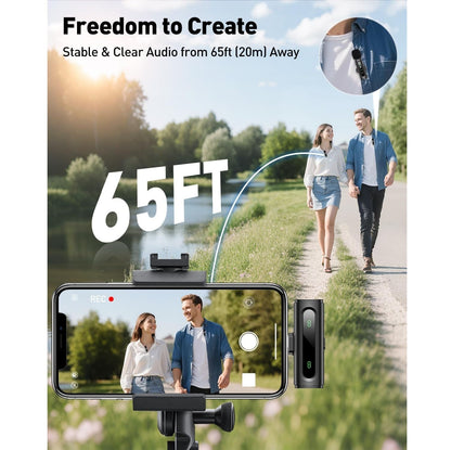 Micrófonos Lavalier Wireless PRO – USB-C, Reducción de Ruido – Pack x2