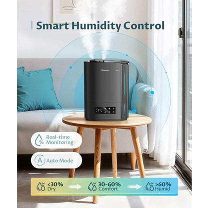 Humidificador Ultrasónico 6L Inteligente LED – Difusor Aromaterapia Negro