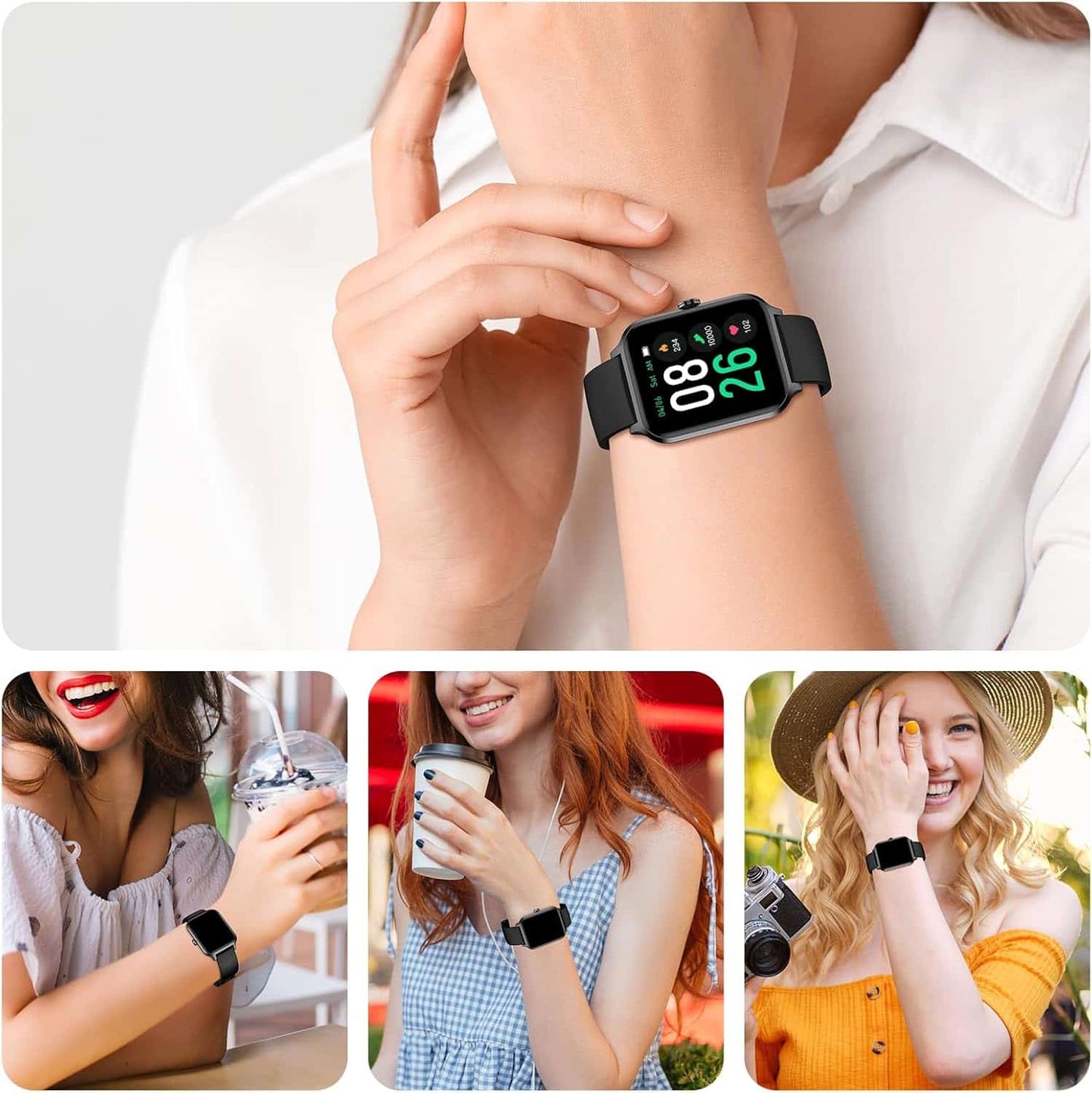 Smartwatch Pautios 1.8” IP68 con Monitoreo de Salud y Actividad Negro