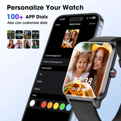 Smartwatch Pautios 1.8” IP68 con Monitoreo de Salud y Actividad Negro