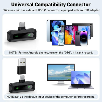 Micrófonos Lavalier Wireless PRO – USB-C, Reducción de Ruido – Pack x2