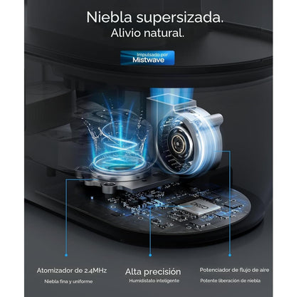 Humidificador Ultrasónico 4L Inteligente WiFi – Alexa/Google, Difusor Negro