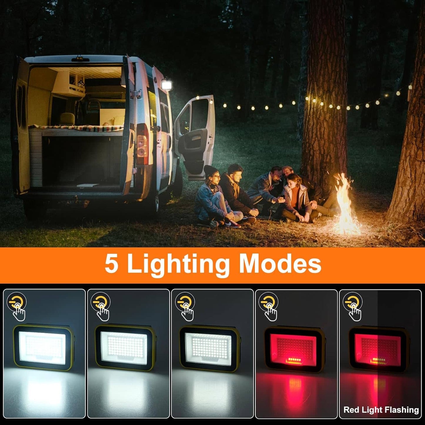 Reflector LED Portátil Recargable 1200 LM Impermeable – 5 Modos