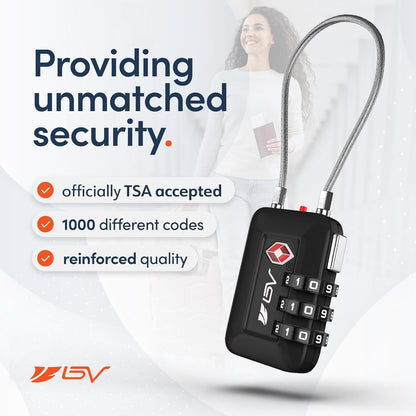 Candado TSA de Viaje con Combinación – Seguridad para Maletas y Mochilas – Negro