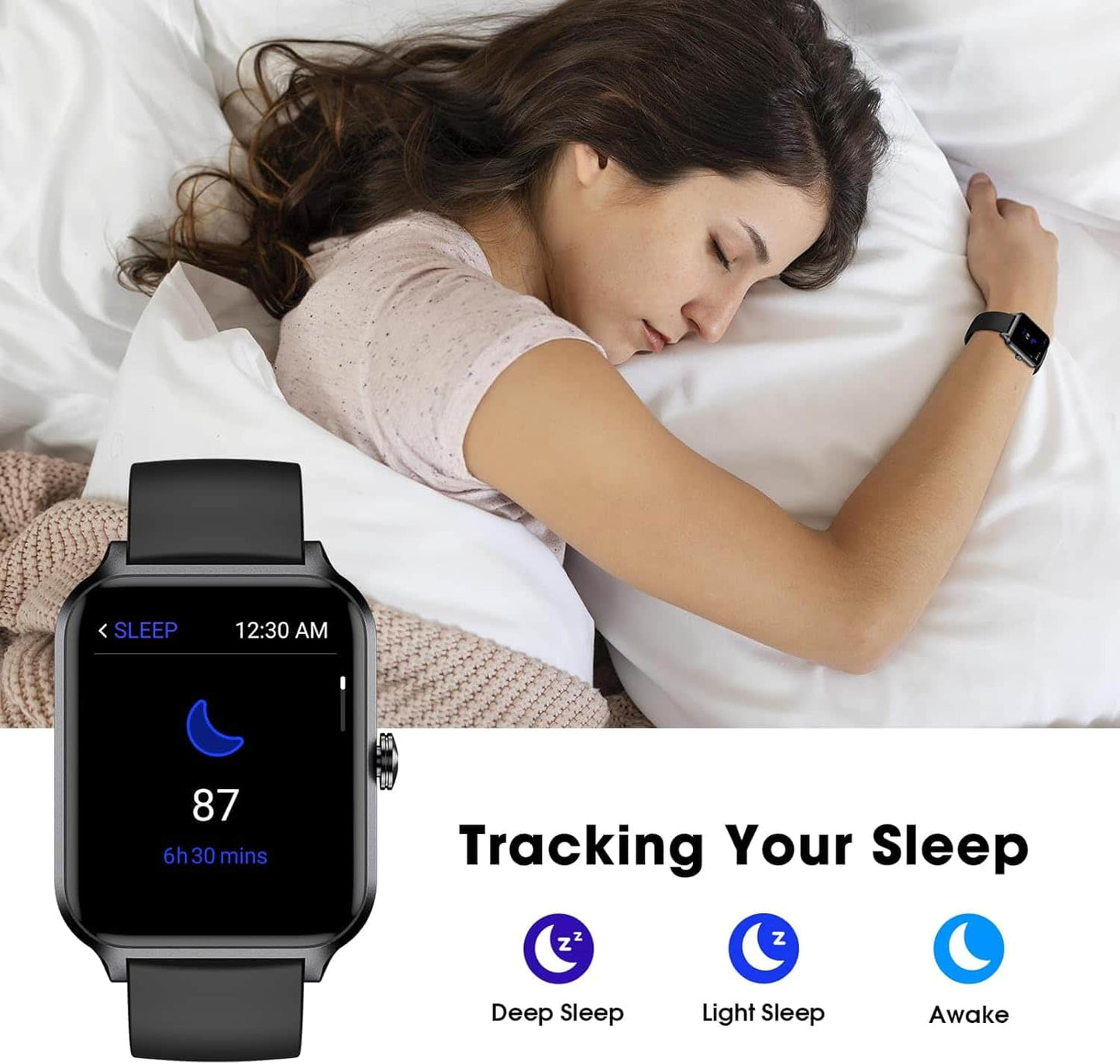 Smartwatch Pautios 1.8” IP68 con Monitoreo de Salud y Actividad Negro